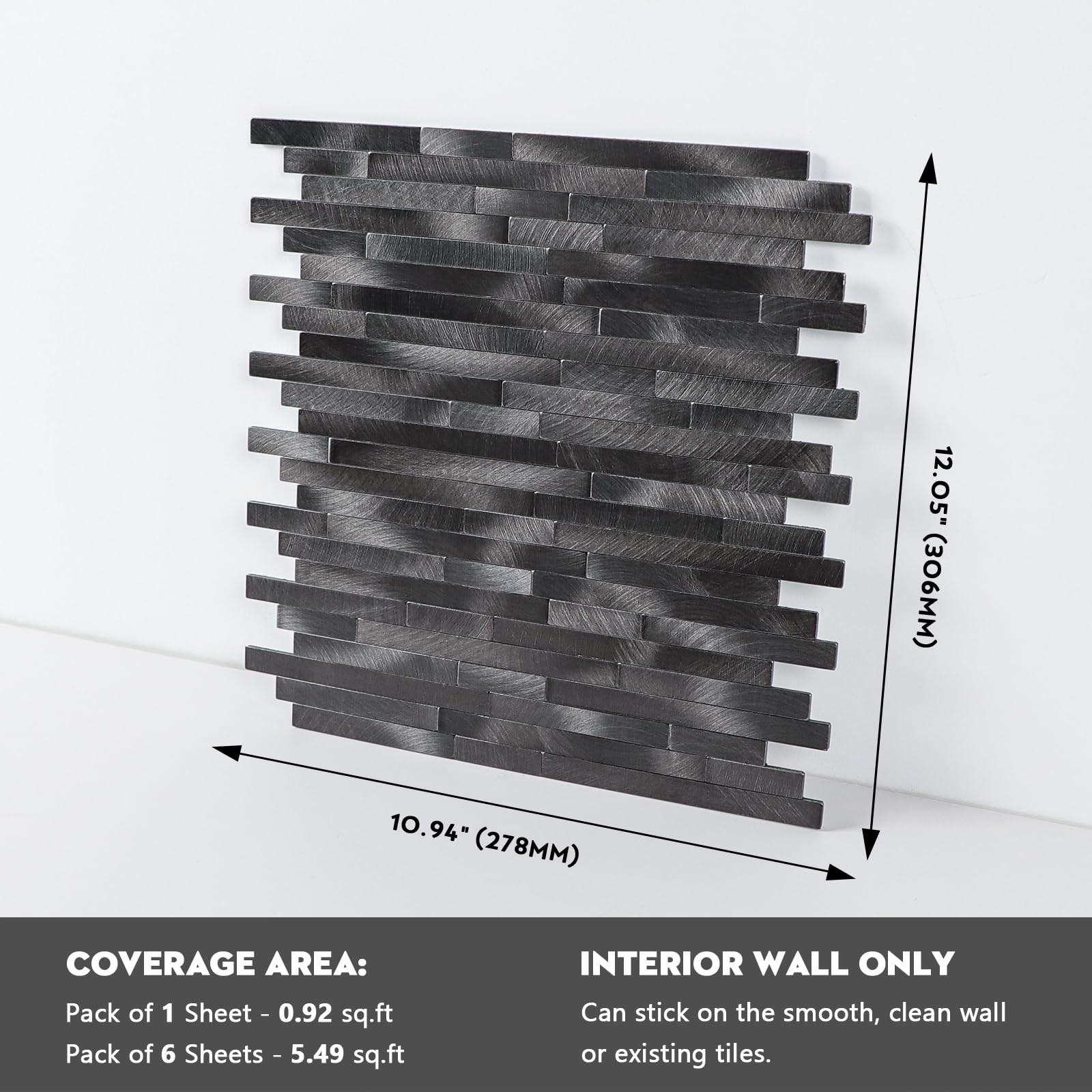 Peel and Stick Backsplash Linear Tile for Kitchen, Self Adhesive Brushed Alum…