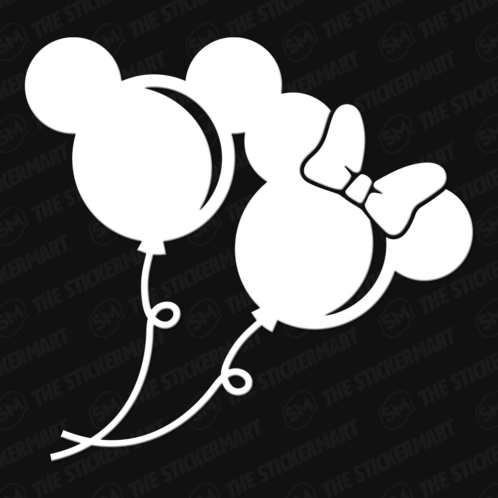 Vinyl Decal – Mickey & Minnie Mouse Balloons (Disney), Various Colors & Sizes