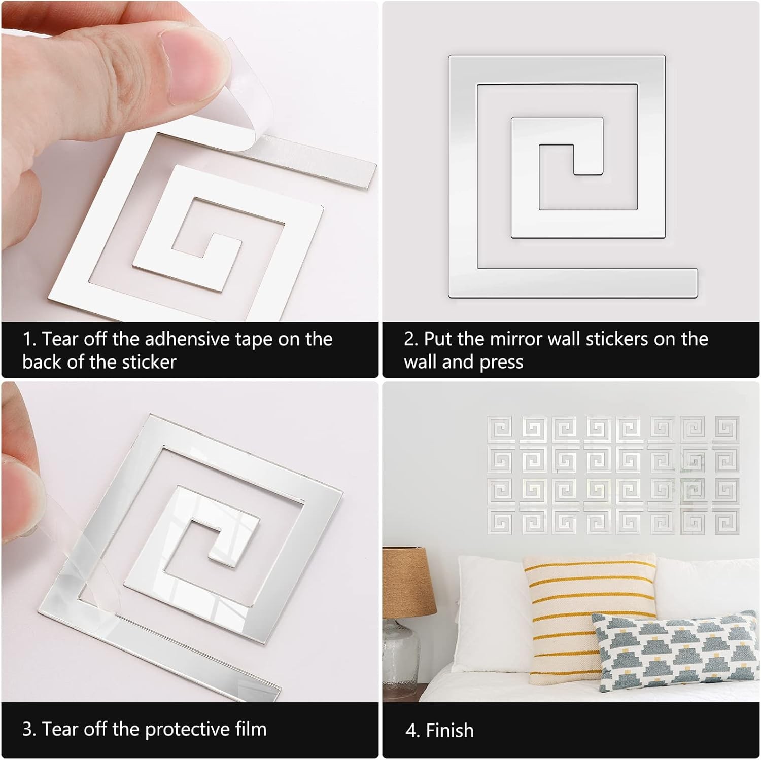 100 Pieces Removable Acrylic Mirror Setting, Mirror Tiles Wall Sticker Decal,Mir