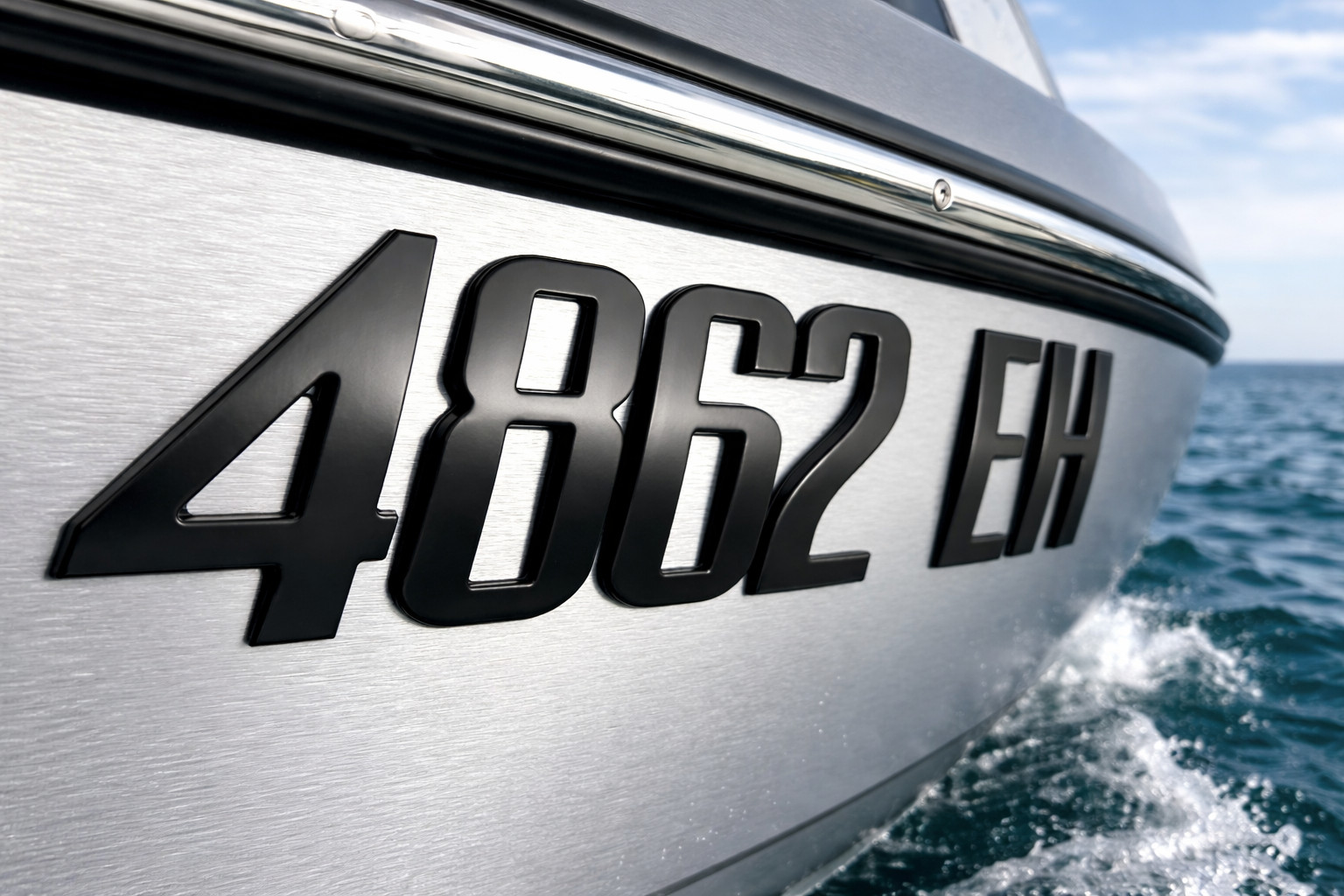 Black Raised 3D Boat Registration Numbers Letters | Marine Grade Emblem