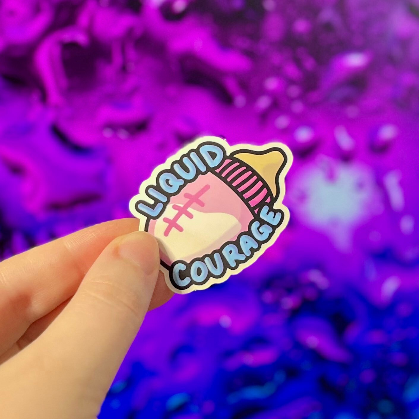 LIQUID COURAGE Sticker Baby Bottle Waterproof Durable Matte Decal Hand-Drawn