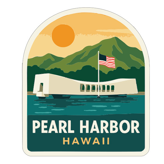 Pearl Harbor & USS Arizona Memorial Hawaii Sticker Decal Vinyl Symbolic Landmark