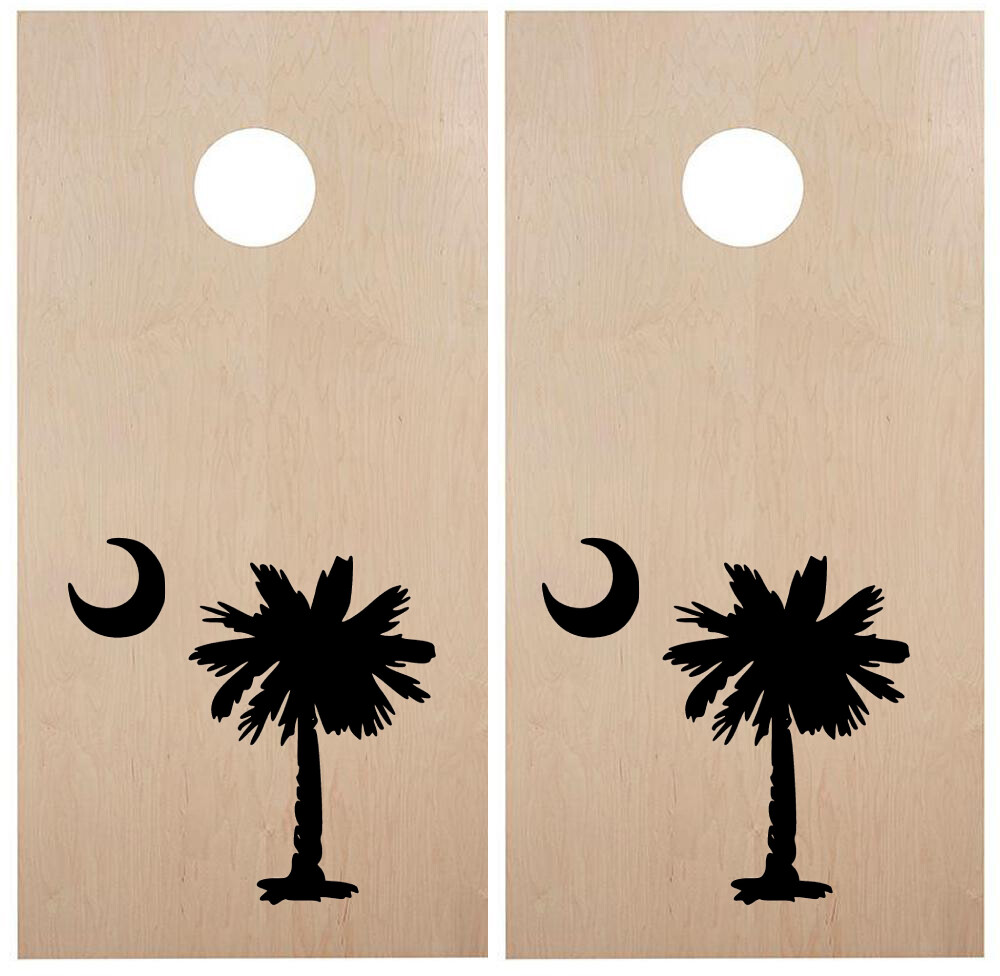 Palmetto Tree Crescent Moon Cornhole Board Decals South Carolina Die Cut 22×22