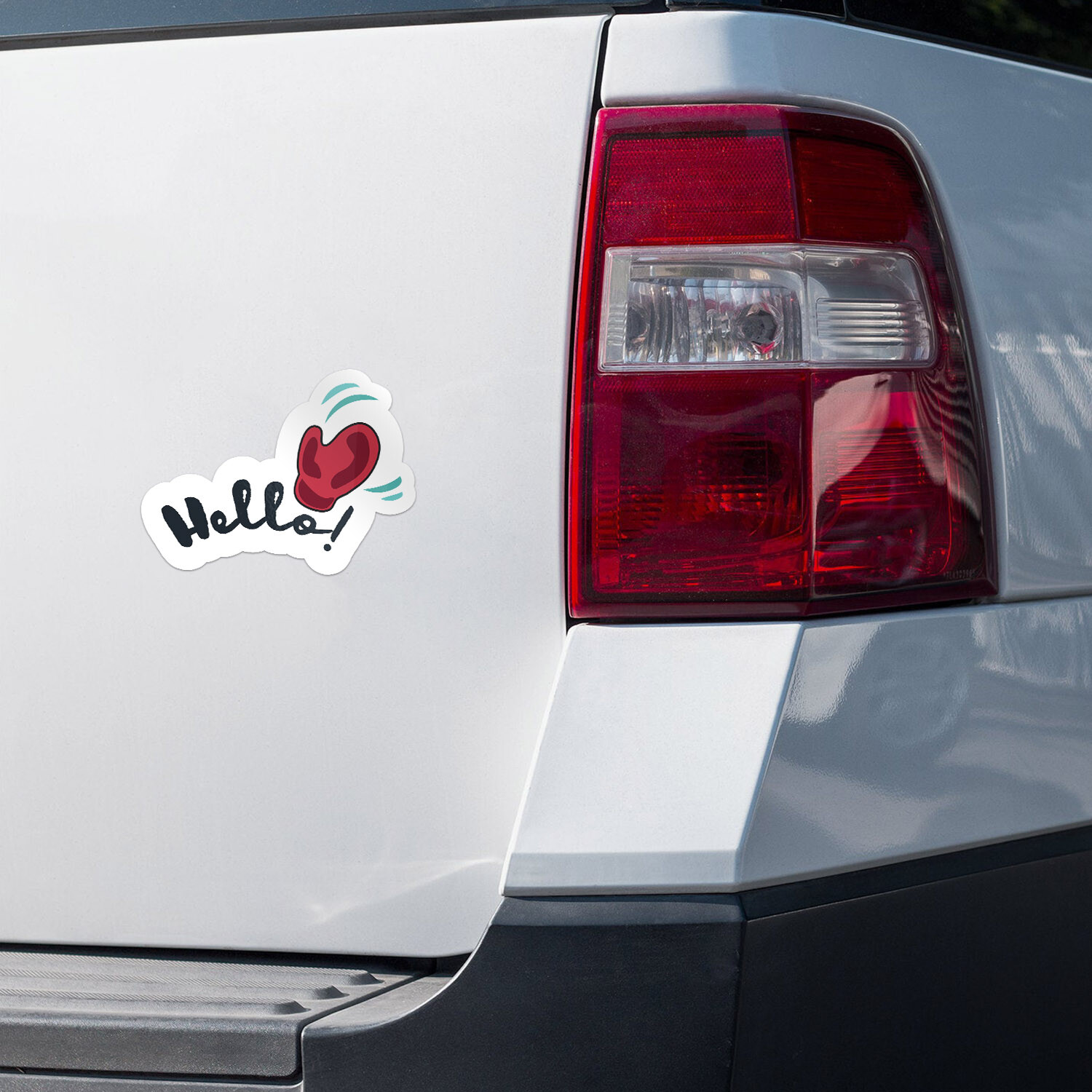 Hello Boxing Glove Car Bumper Vinyl Sticker Decal