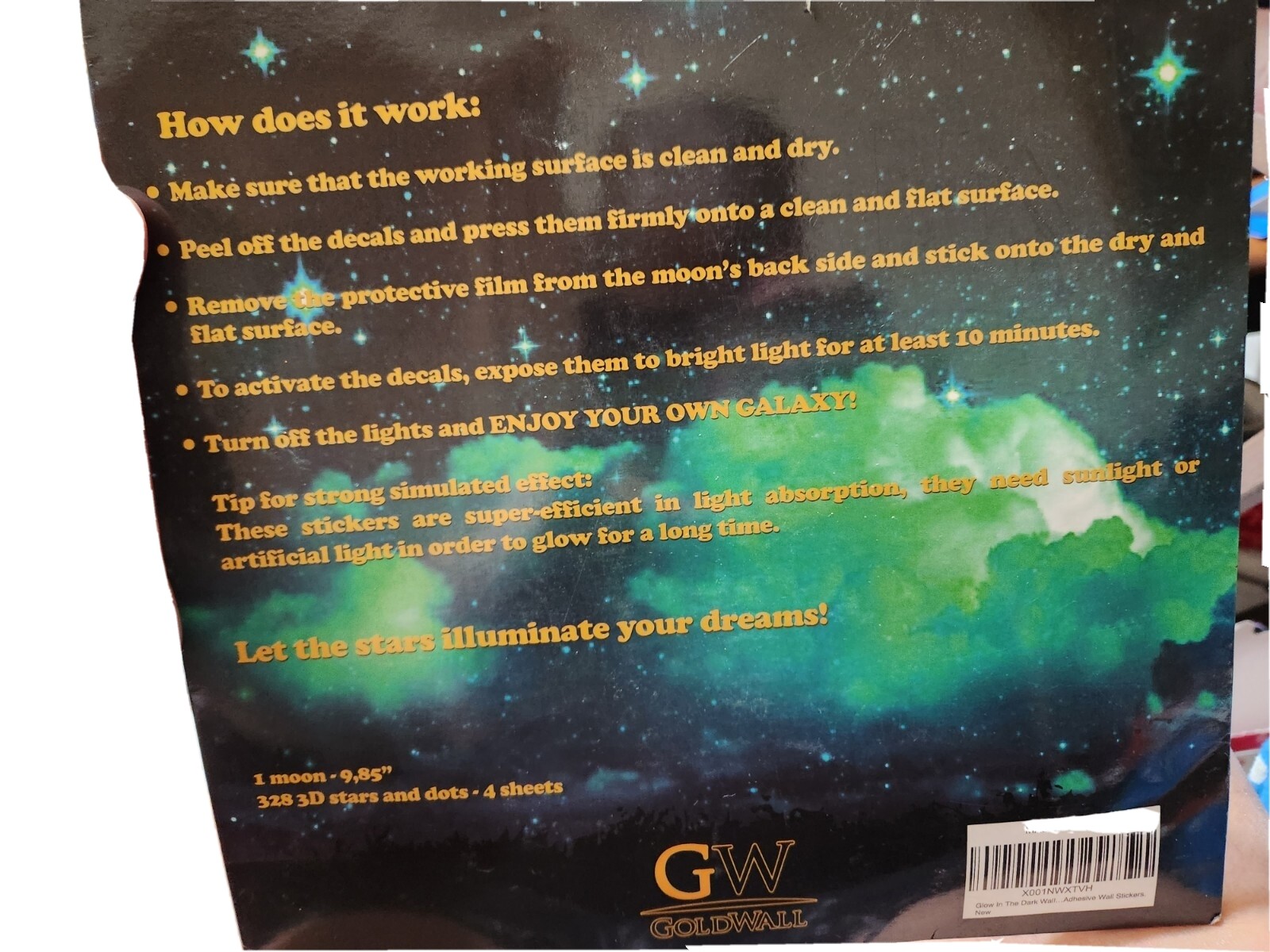 Glow In The Dark 3D Stars and Moon Galaxy New