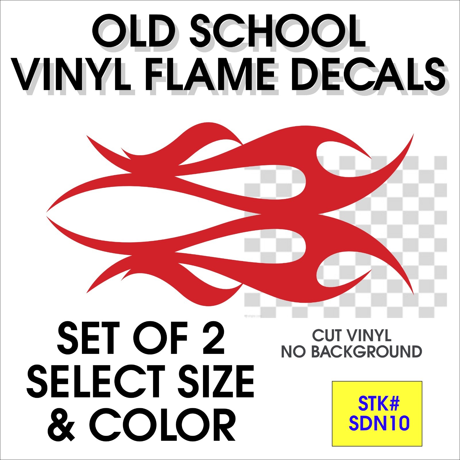Old School Vinyl Flame Decals / Pinstripe ( set of 2 ) – STK# SDN10
