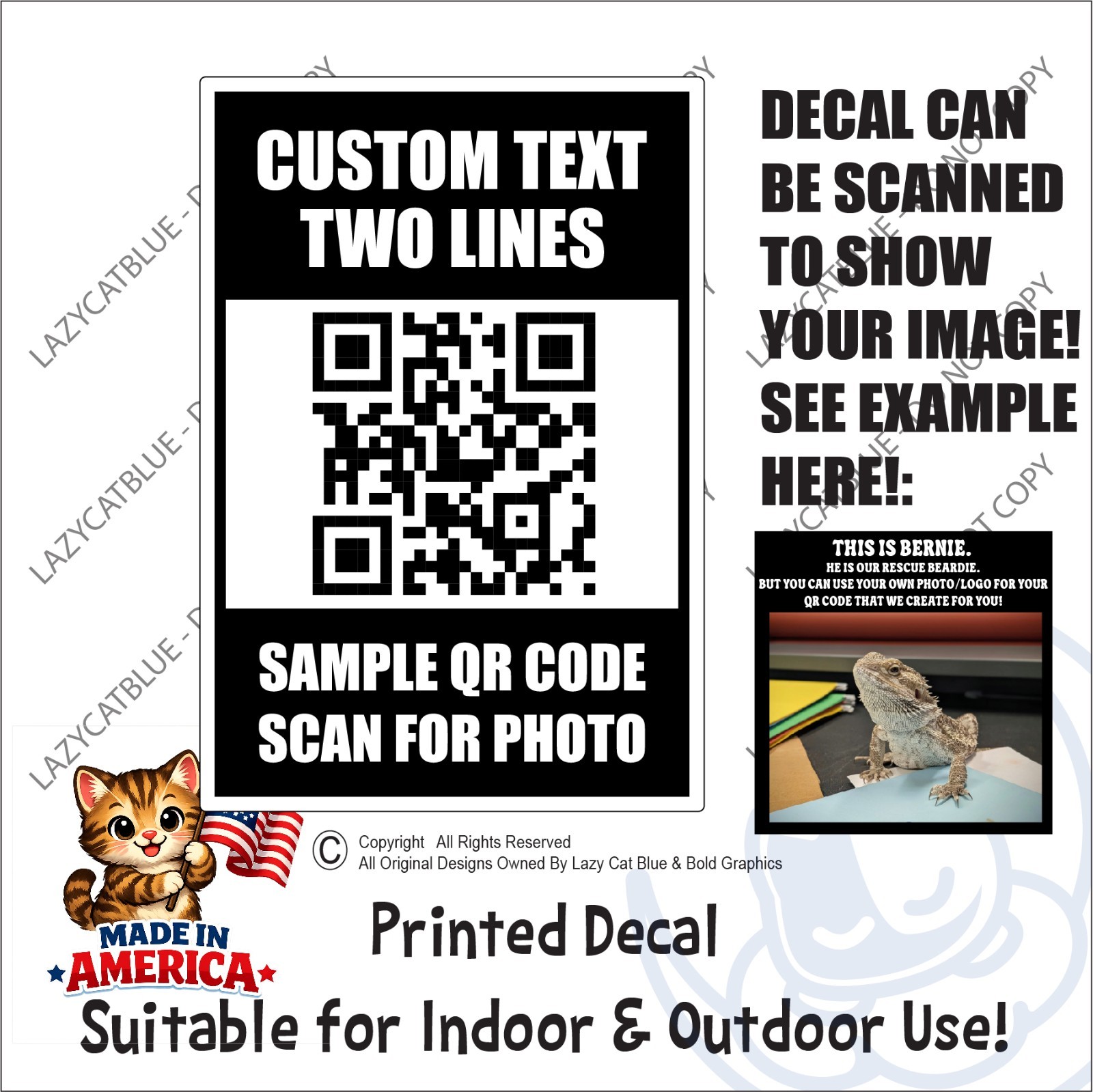Custom QR Code Decal Sticker Link to YOUR PHOTO Advertise Fun Picture Share Scan