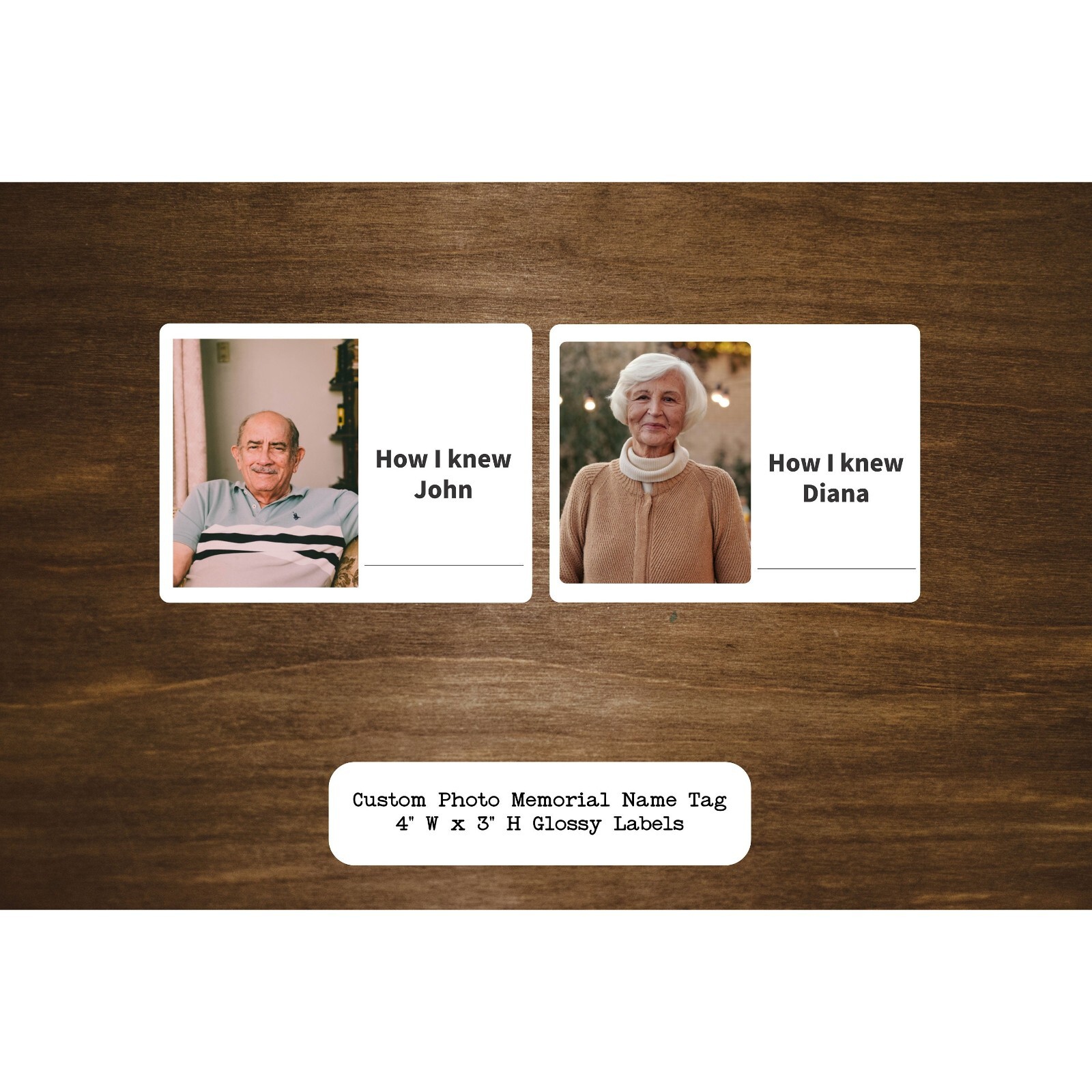 Custom Photo Memorial Name Tag Stickers | Celebration Of Life | 4" x 3" Stickers