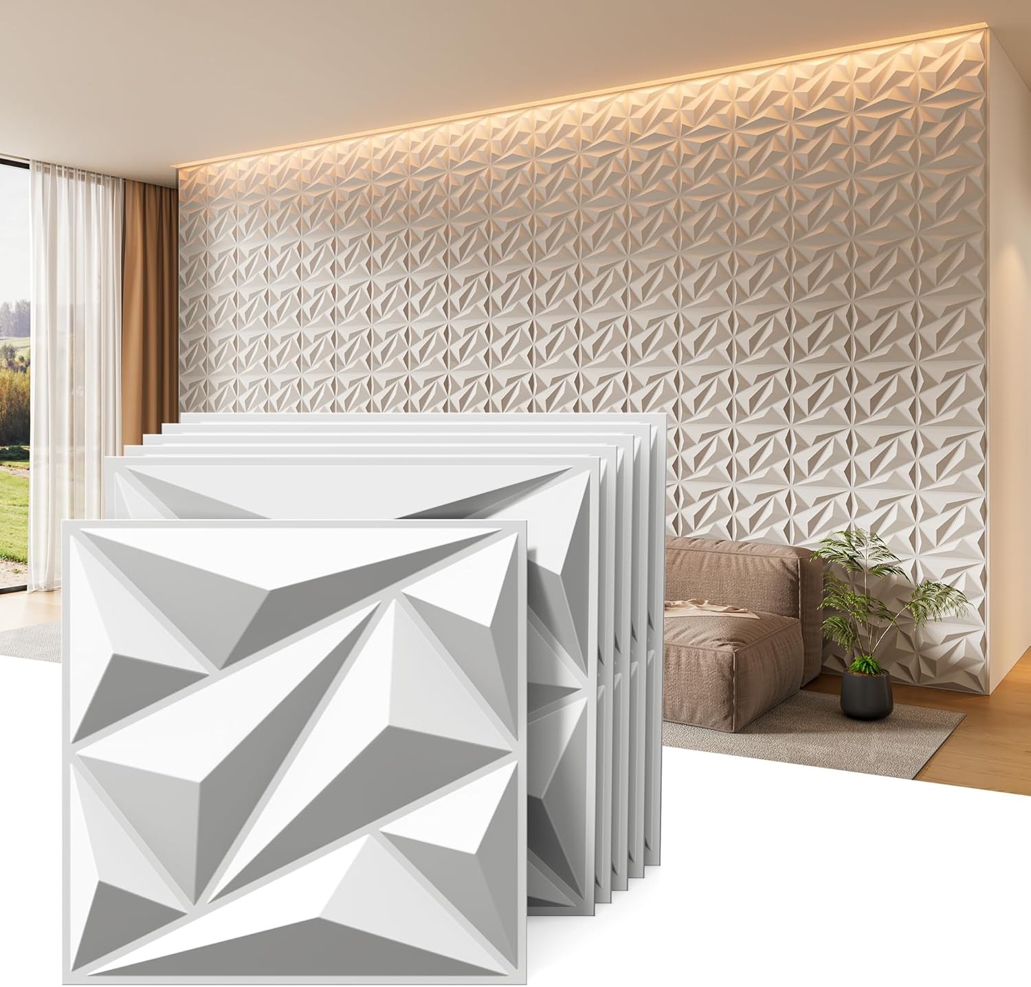 3D Wall Panels 33 Pack 12 x 12 Inch Decorative Wall Panels PVC Accent Wall