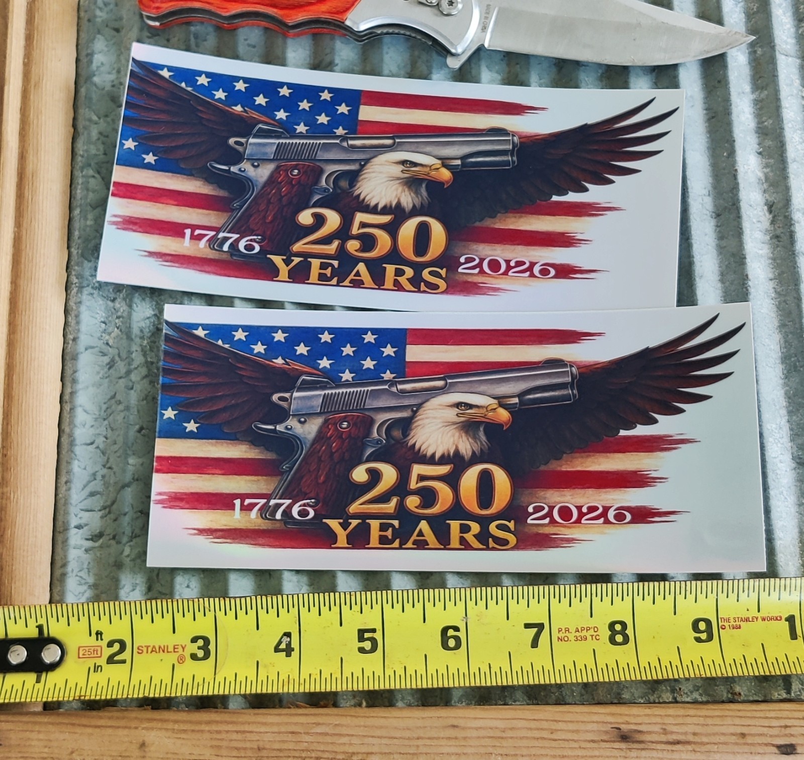2 USA 250 Commemorative Holographic Eagle sticker Toolbox, Fridge Cooler Laptop