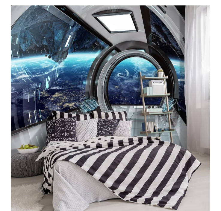 3D Capsule Space Fabric Wallpaper Living Room Bedroom Bathroom Boys Girls Ch…