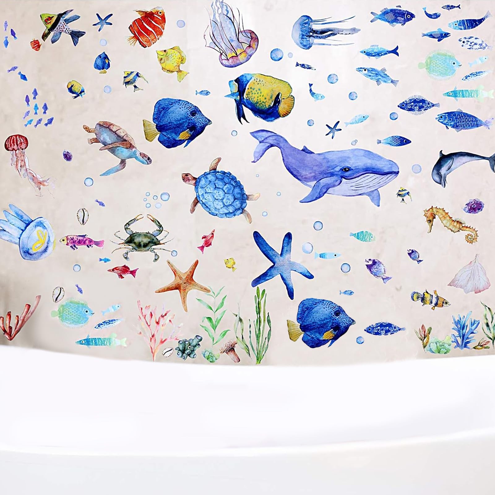 116 Pieces Ocean Wall Decals Under The Sea Fish Wall Nursery Decals Removable…