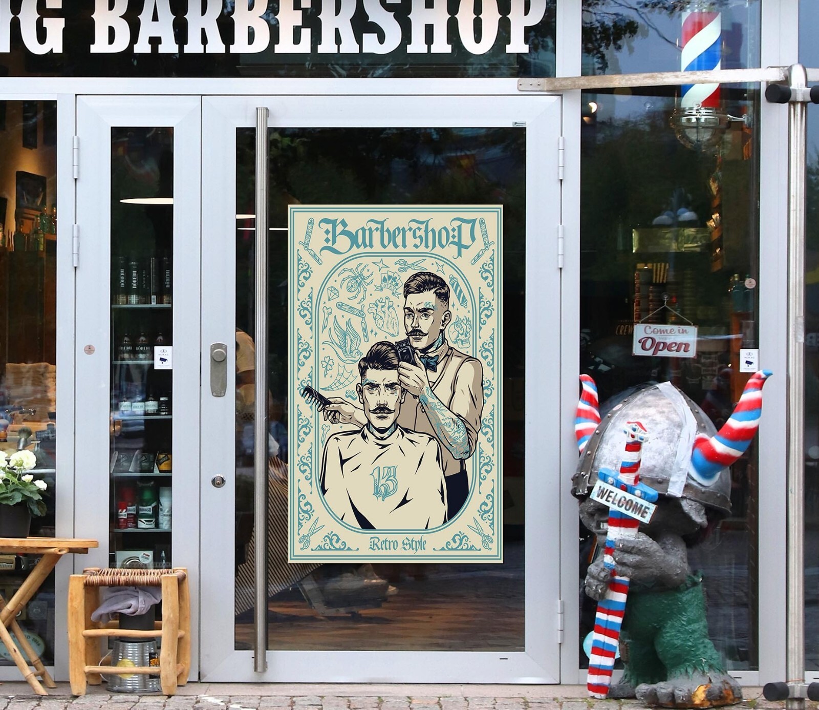3D Man Hair Cut K647 Barber Shop Window Stickers Vinyl Wallpaper Wall Murals Kay