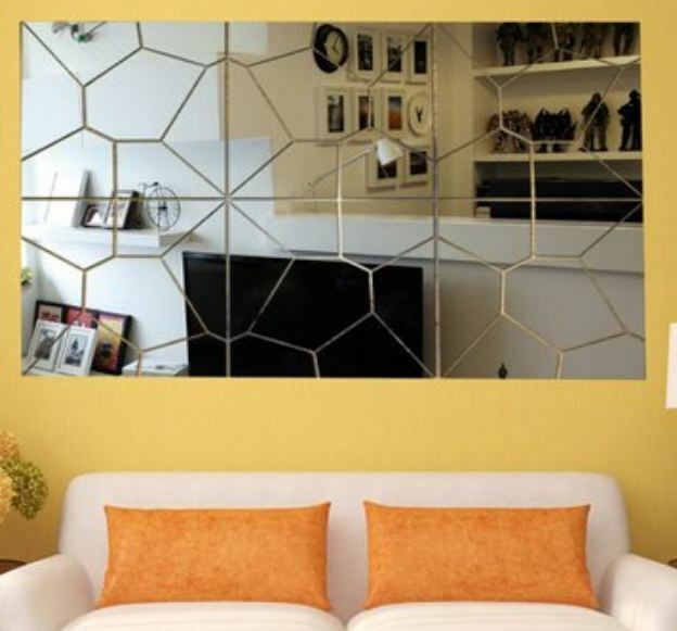 18*18cm 3D Acrylic Modern Mirror Decal Art Mural Wall Sticker Home Decor