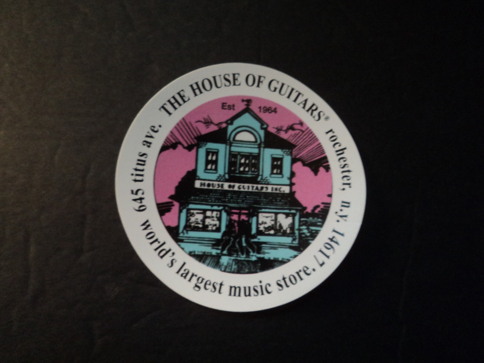 Authentic House Of Guitars Vinyl Decal Sticker Record Shop Rochester NY