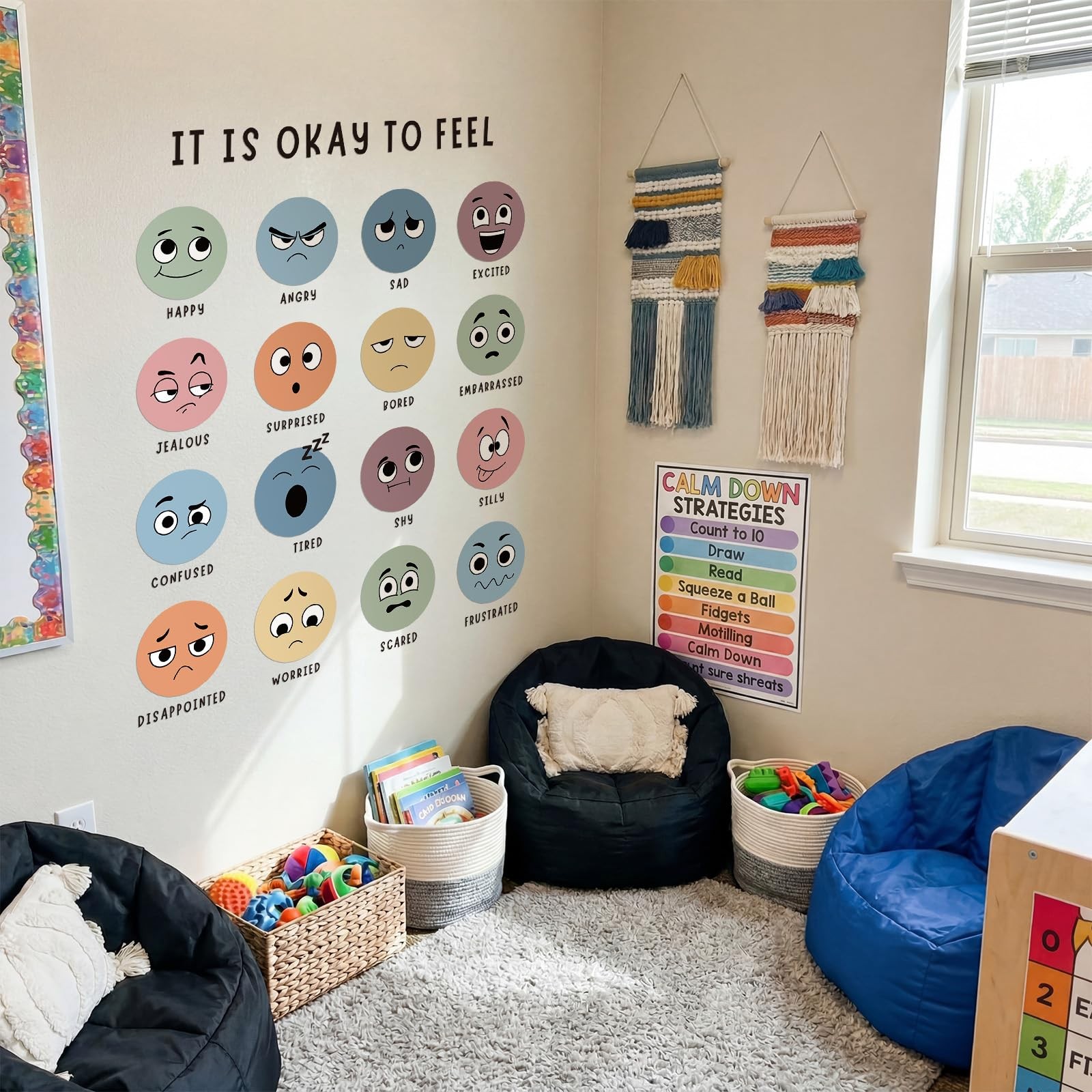 Feeling Emotion Chart Wall Decals Large Classroom Calm Down Corner It is Ok t…