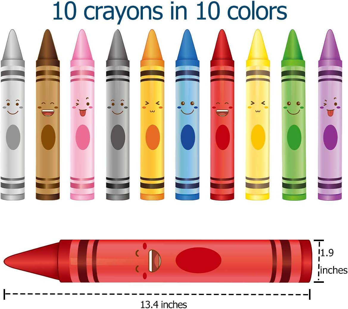 Crayon Wall Decals 10 Color Sticker for Classroom Decoration | Crayon Wall Decor