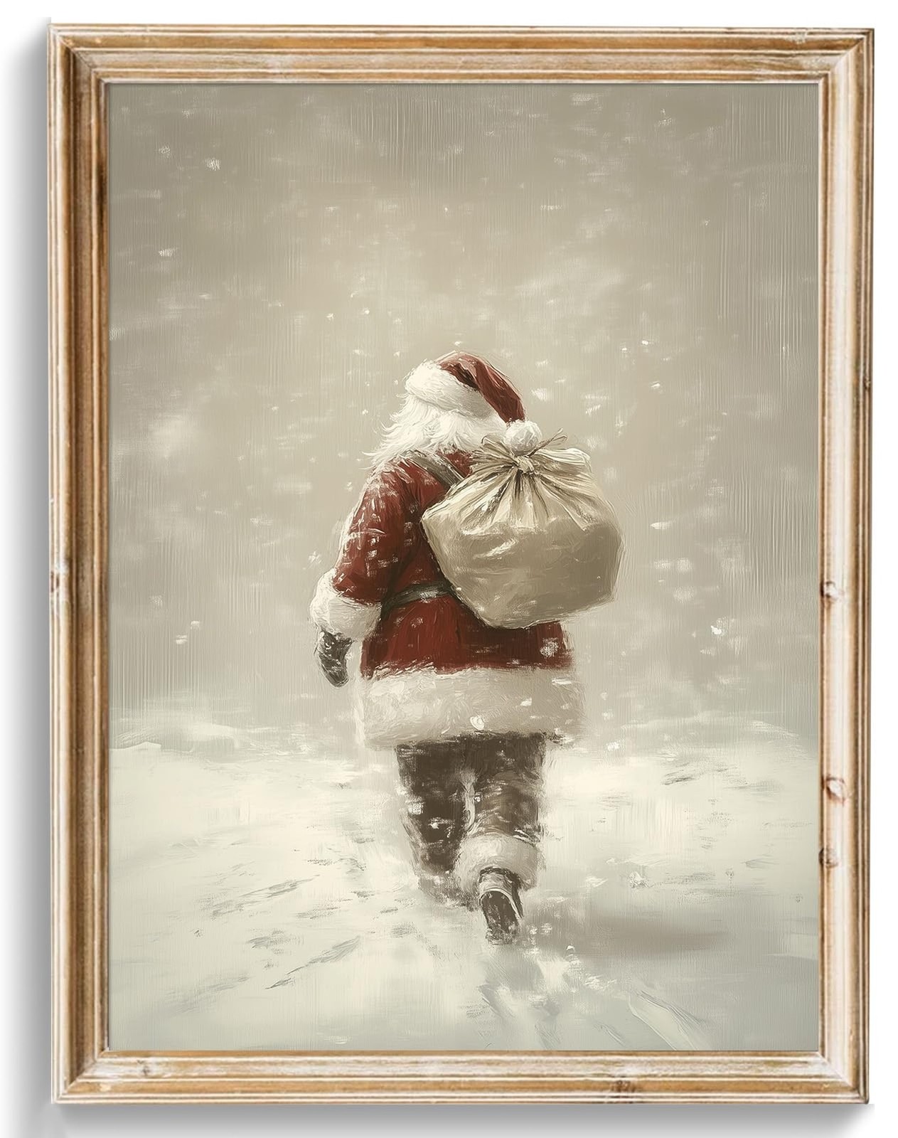 Uniro Christmas Wall Art Prints, Vintage Christmas Decor, Neutral Santa Claus…