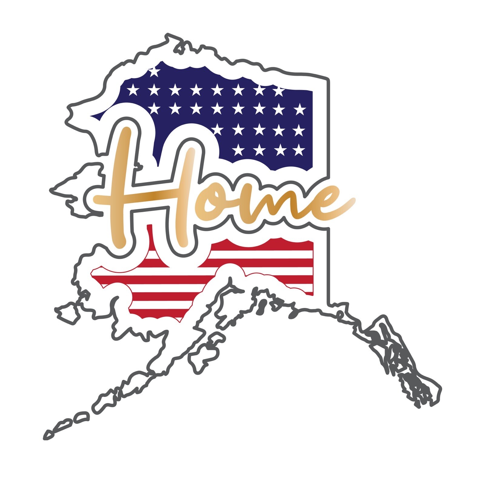 Alaska Sticker Home America Flag Red White Blue United States (4 Inch)