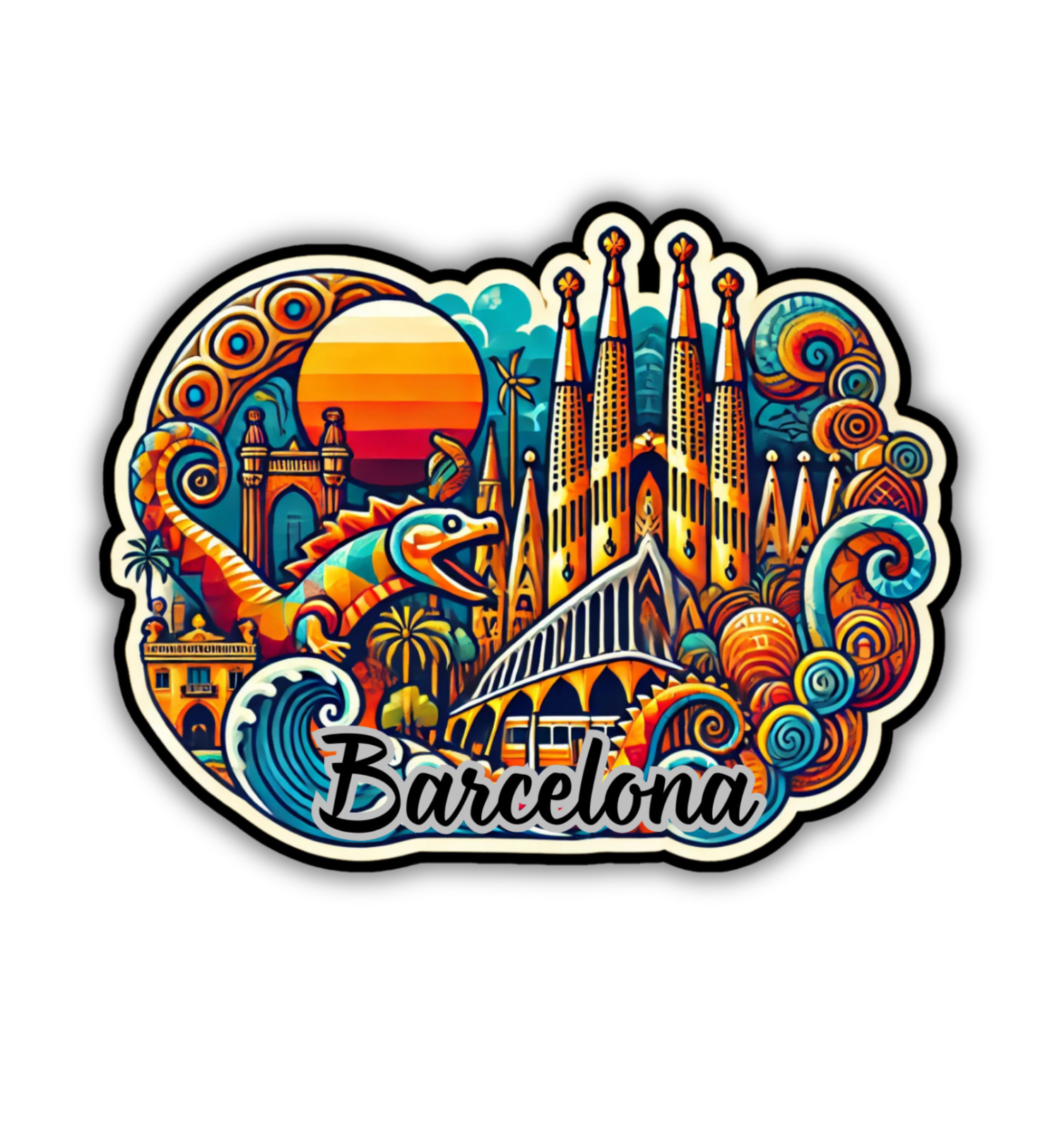 Barcelona Spain Fridge Magnet or Laptop Sticker