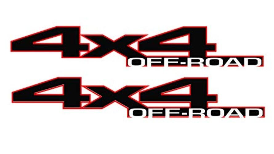 2 x Red and Black 4X4 Off Road 2 Color Block Outline Vinyl Decals Red/Black