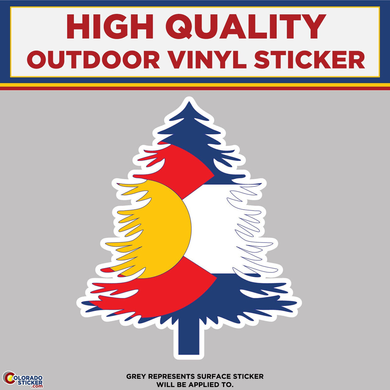 Colorado Flag Pine Tree, High Quality Vinyl Stickers