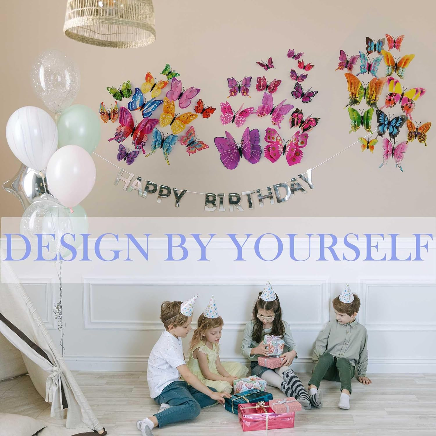Butterfly Wall Decor 24/48 PCS, 3D Butterflies Stickers for Party Decorations wi