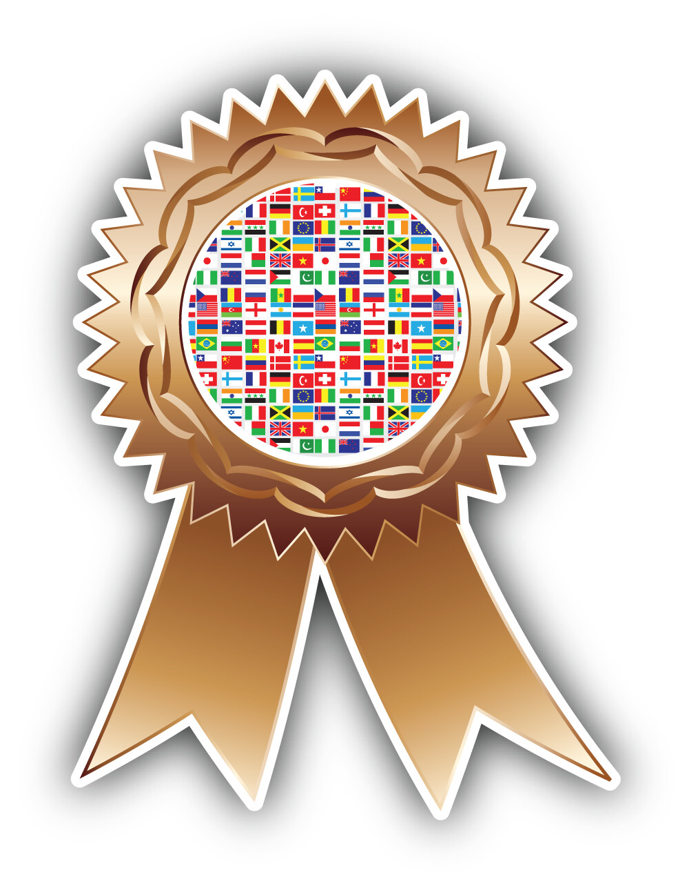 World Flags Bronze Medal Vinyl Sticker Car Bumper Decal