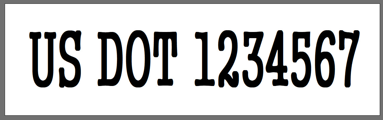 US DOT Numbers 10" x 3" Dept. of Transportation Stickers Black Letters On White