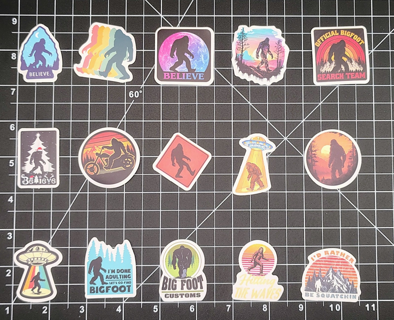 50 Pcs MINI Bigfoot Stickers 1.5" Small Sasquatch Cryptid Camping Phone Decals