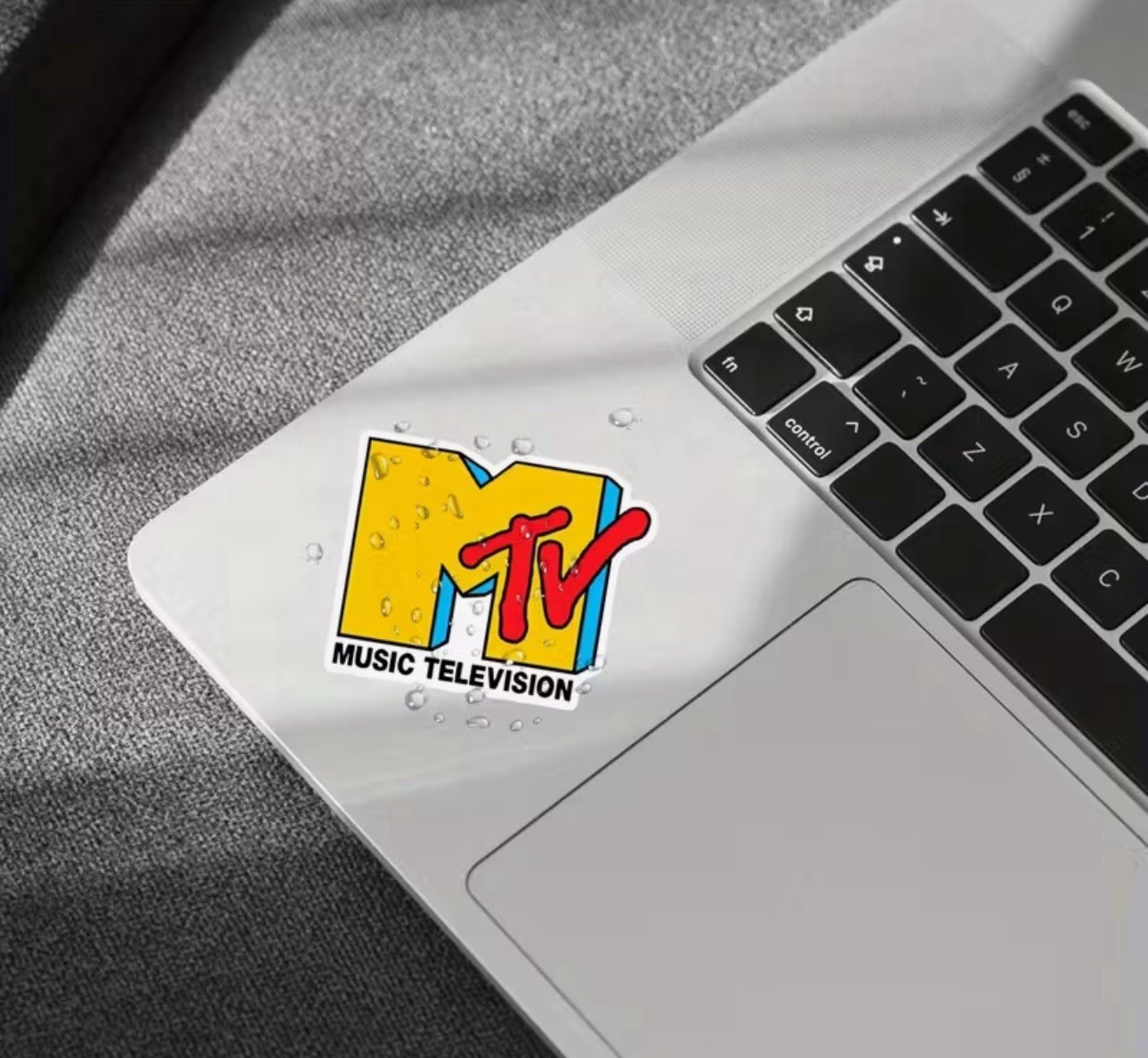 MTV Music Television Video Vtg Retro 80s 90s Yellow Print Vinyl Sticker Decal