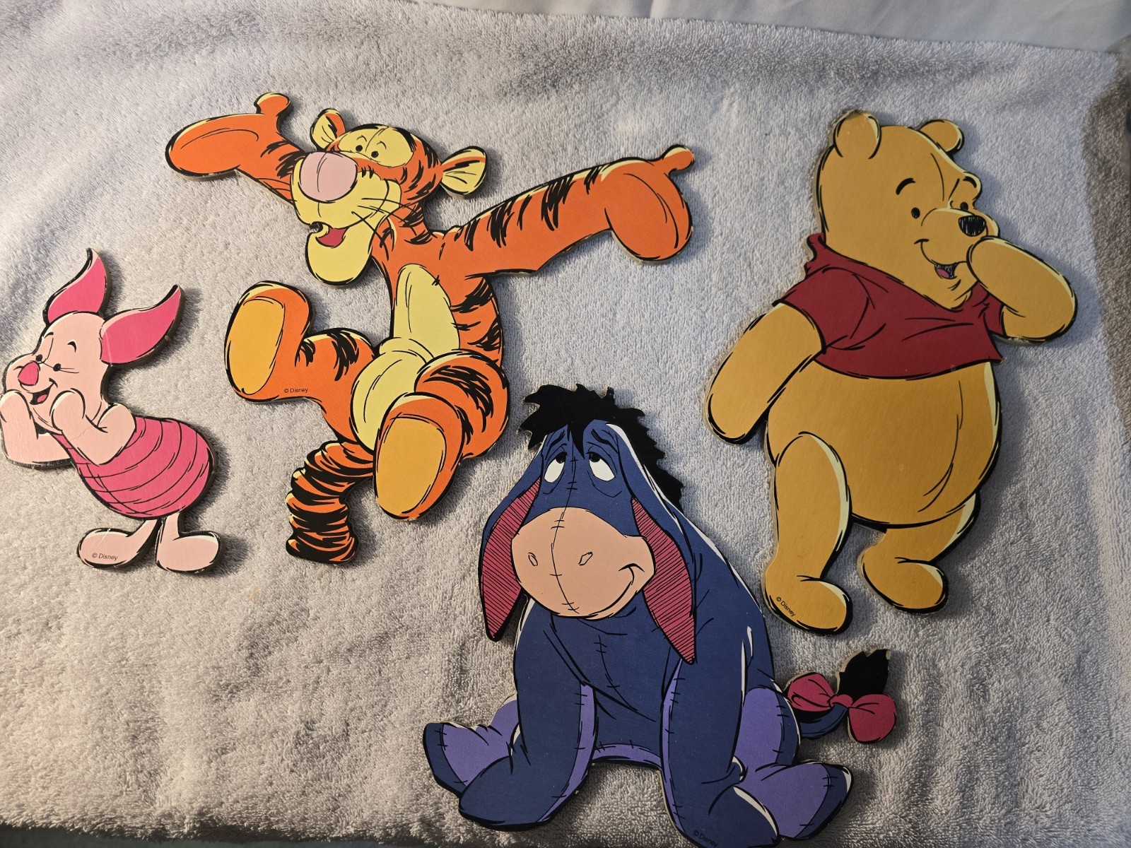 Vtg Winnie the Pooh & Friends Disney Wall Art LOT OF 4 Nursery Kid Pressed Board