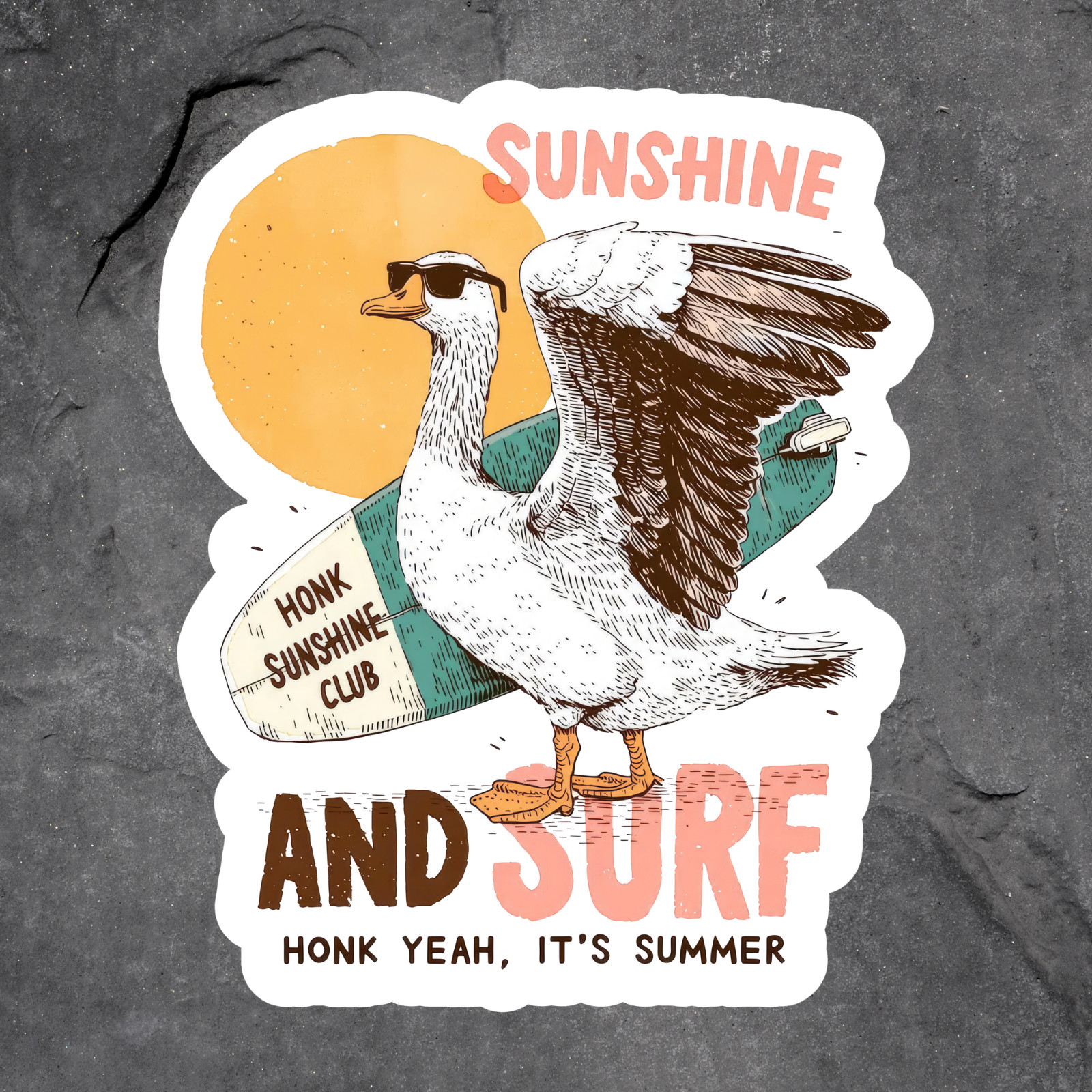 Goose Sticker Vinyl Decal Sunshine And Surf Honk Yeah Summer Beach Club Funny