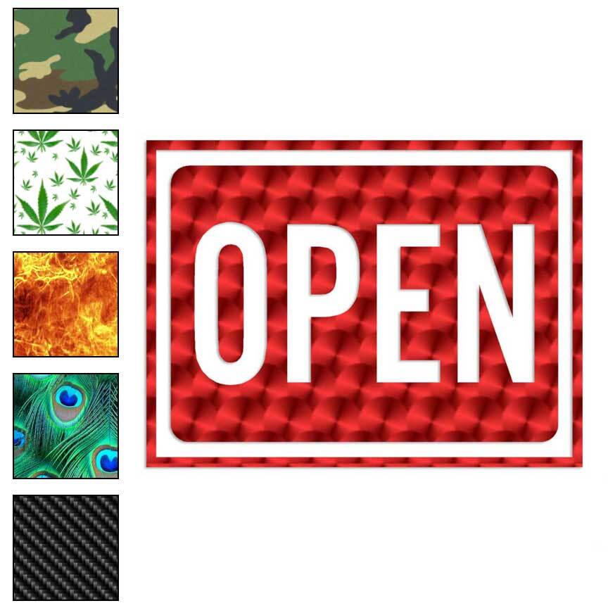 Open Business Sign, Vinyl Decal Sticker, 40 Patterns & 3 Sizes, #4017