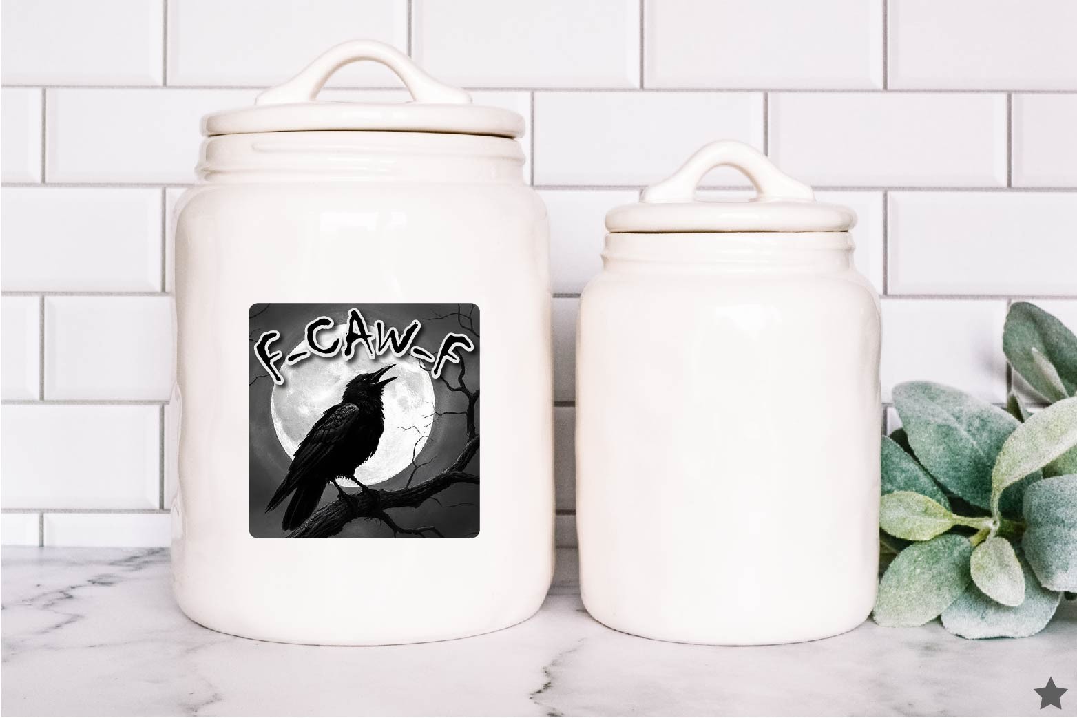 F-Caw-F Decal Sticker Caw Raven Full Moon F Off Halloween Crow Goth Funny Dark