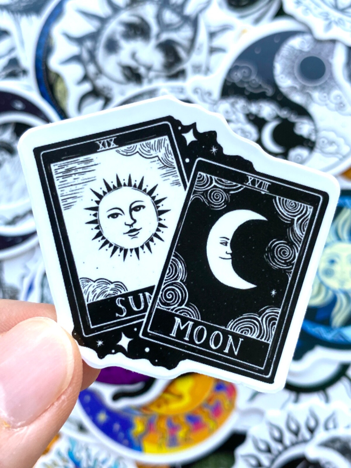 5-50 pcs Gothic Moon Stickers, Astrology Zodiac Stars Tarot Horoscope Decals