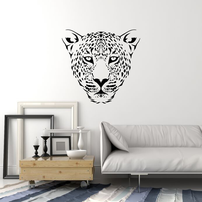 Vinyl Wall Decal Leopard Head Animal Predator Tribal Style Stickers (ig5839)