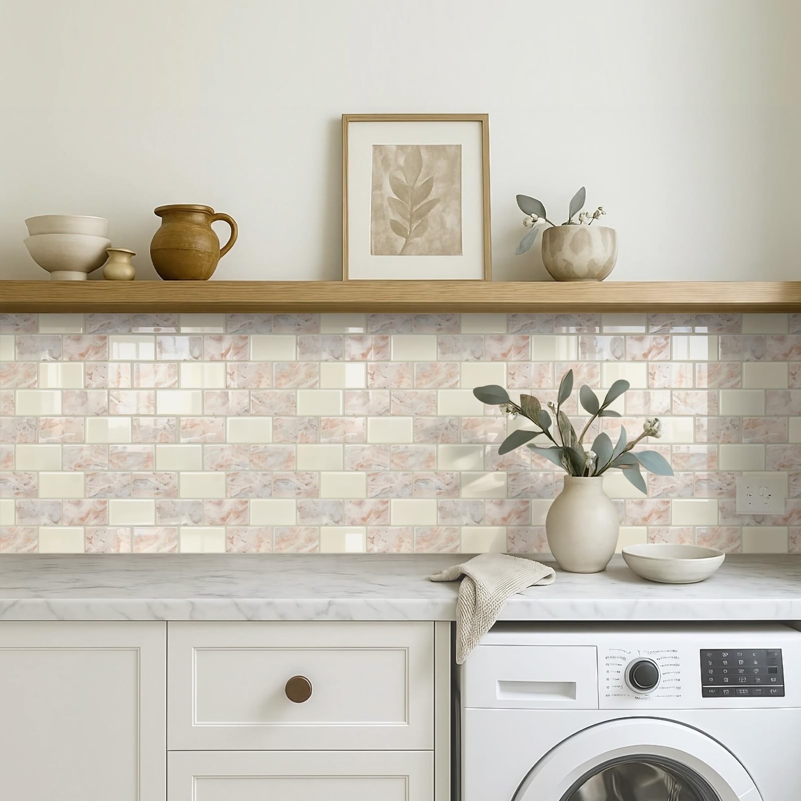 Azulejos Adhesivos Estilo Metro Marmol Marron Para Cocina Pack De 10 Lujo