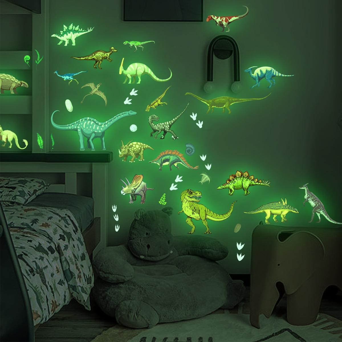 Glow-in-dark Dino Wall Decals – Removable, Luminous, Fun & Easy to Apply