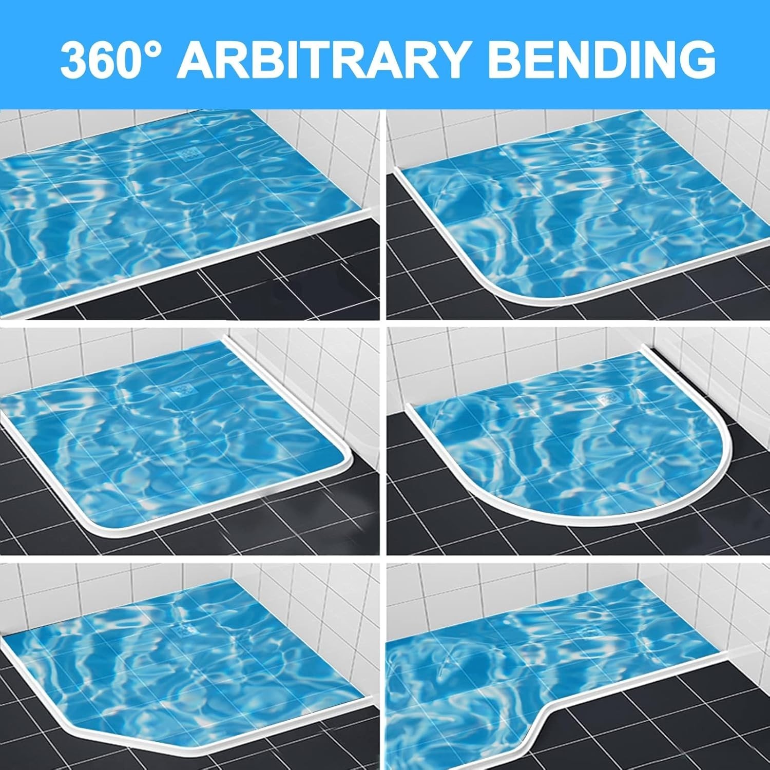 67 Inch Collapsible Shower Threshold Water Dam, Silicone Shower Water Stopper Ba