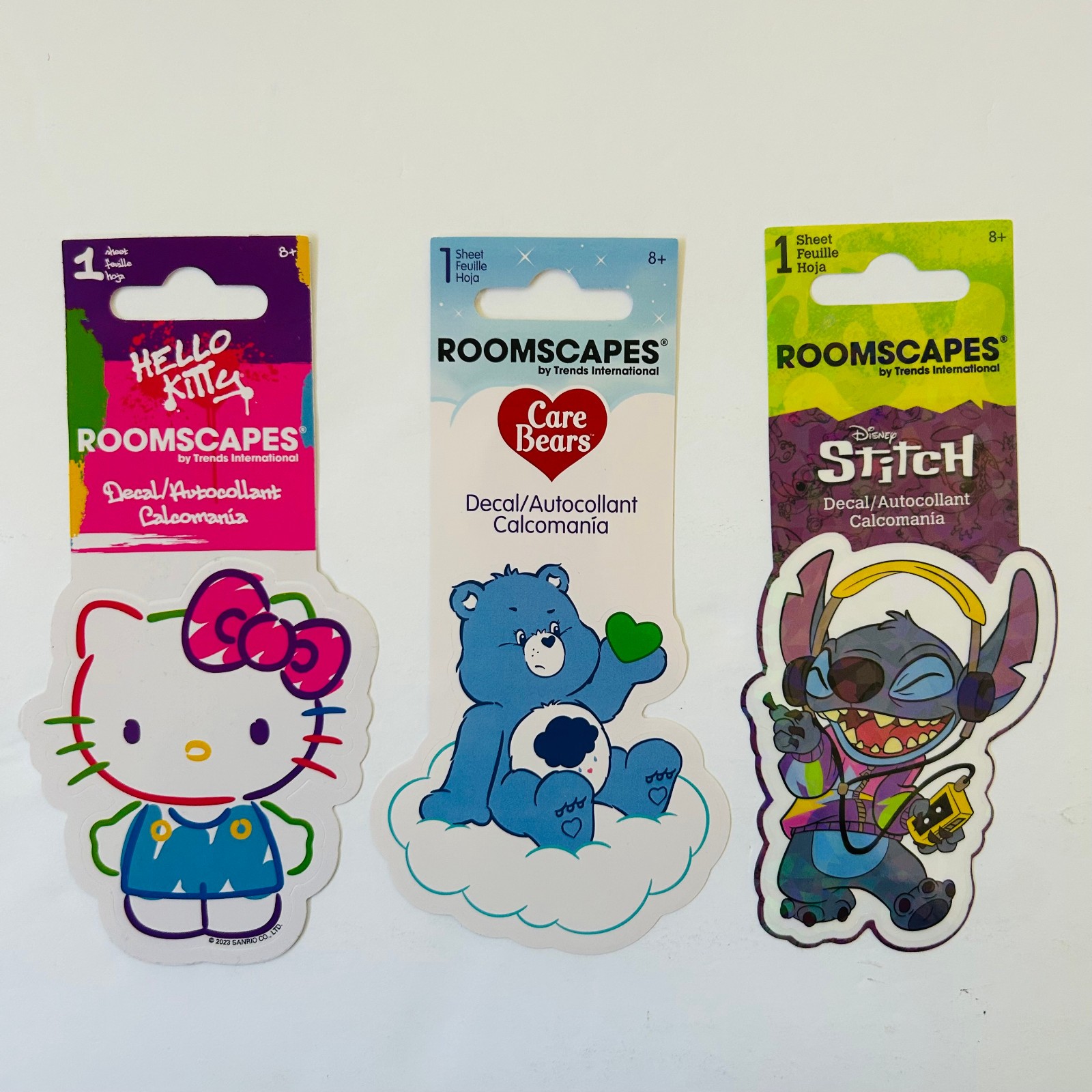 3 ROOMSCAPES DECALS Care Bears | Hello Kitty | Stitch NEW