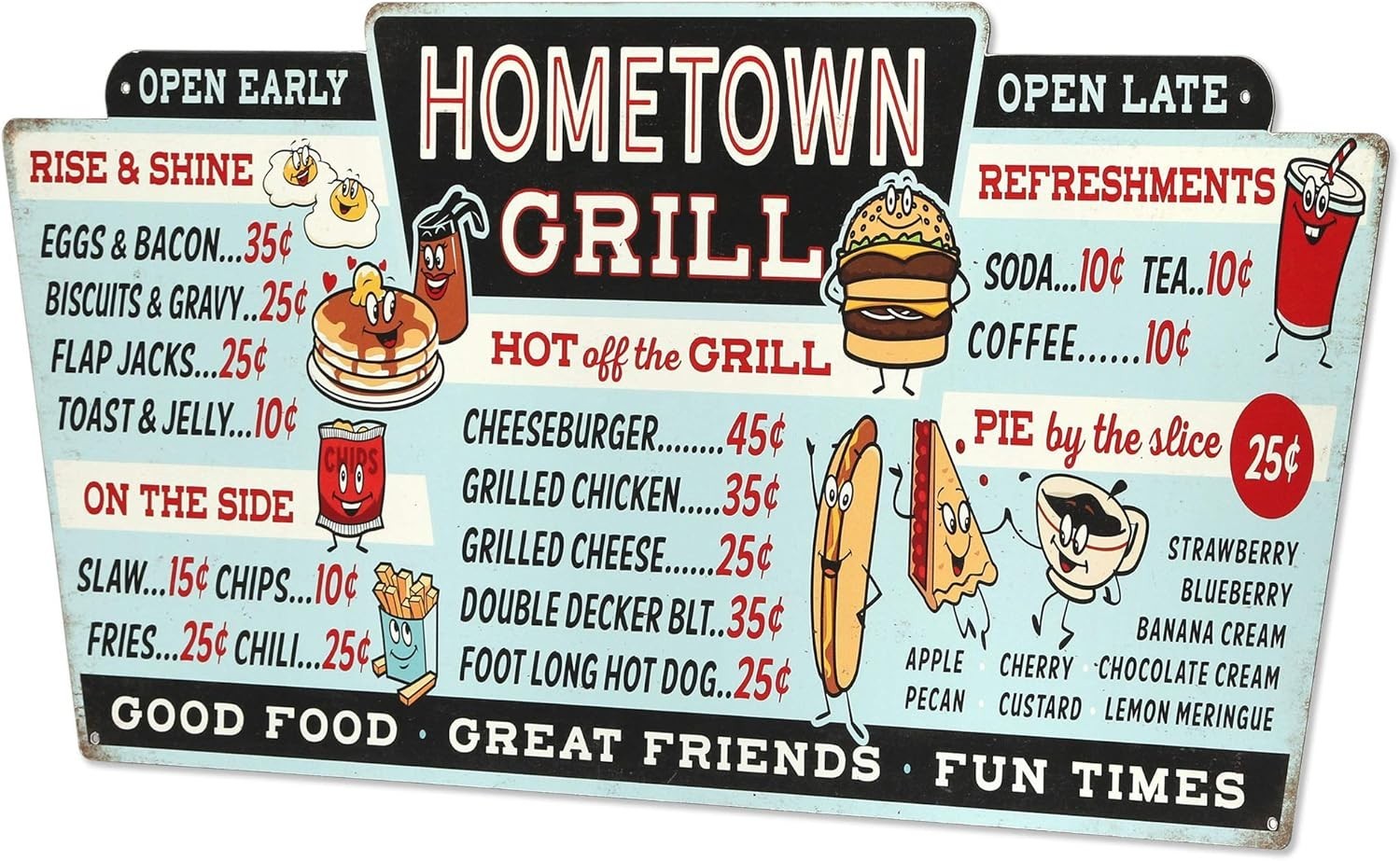 Vintage Distressed Menu Sign for Kitchen – Large Size