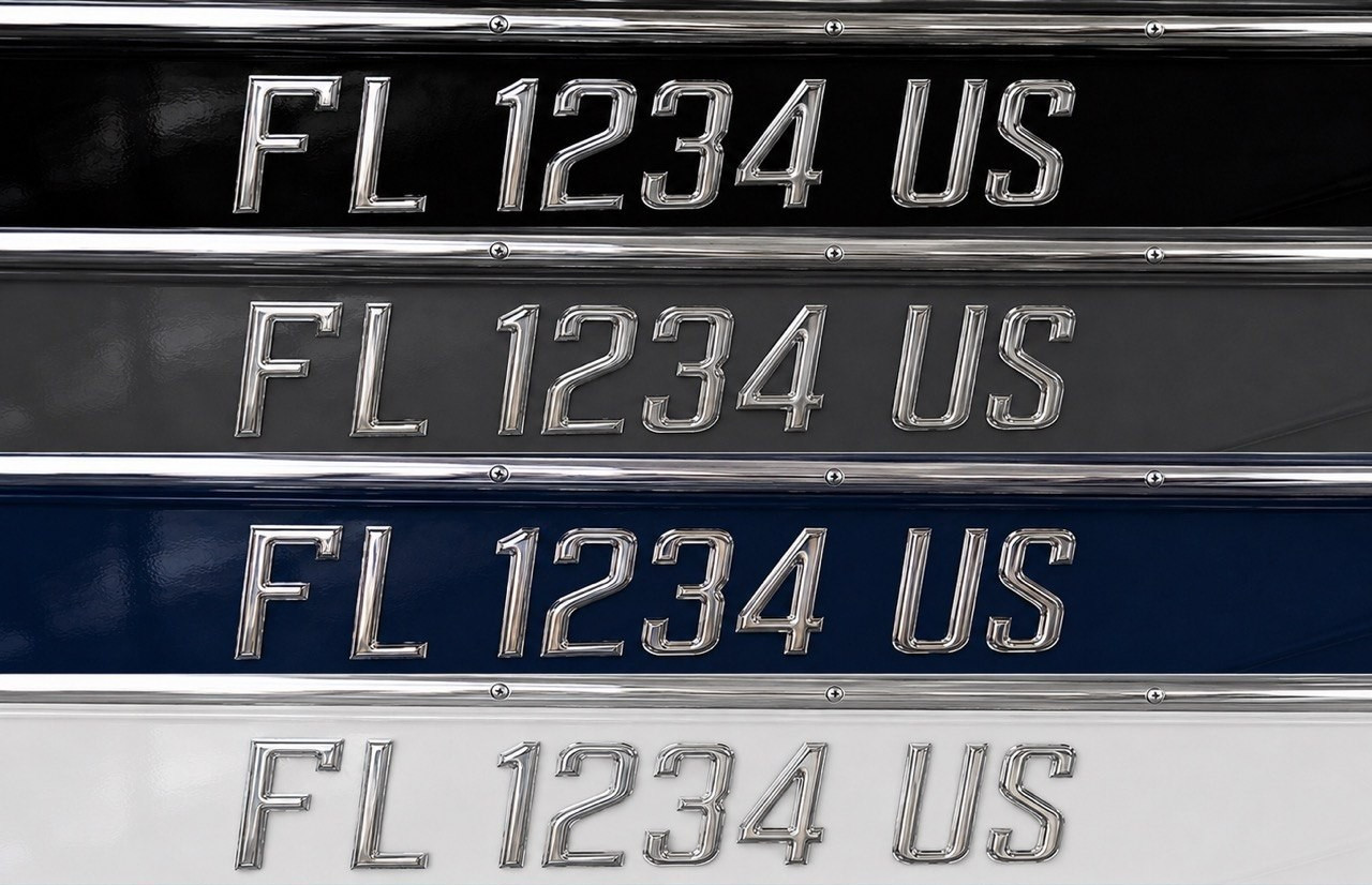 Boat Registration Numbers Letters 3D Raised Domed Marine Decals (Made To Order)