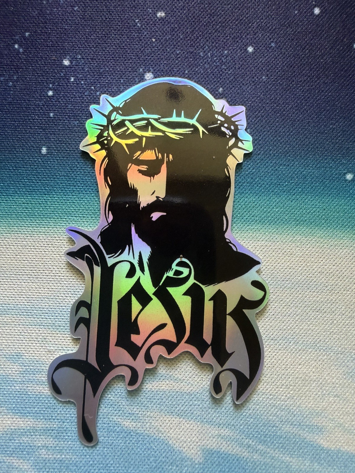 Christian Jesus Cross Holographic Sticker Religious Faith BibleVerse Vinyl Decal