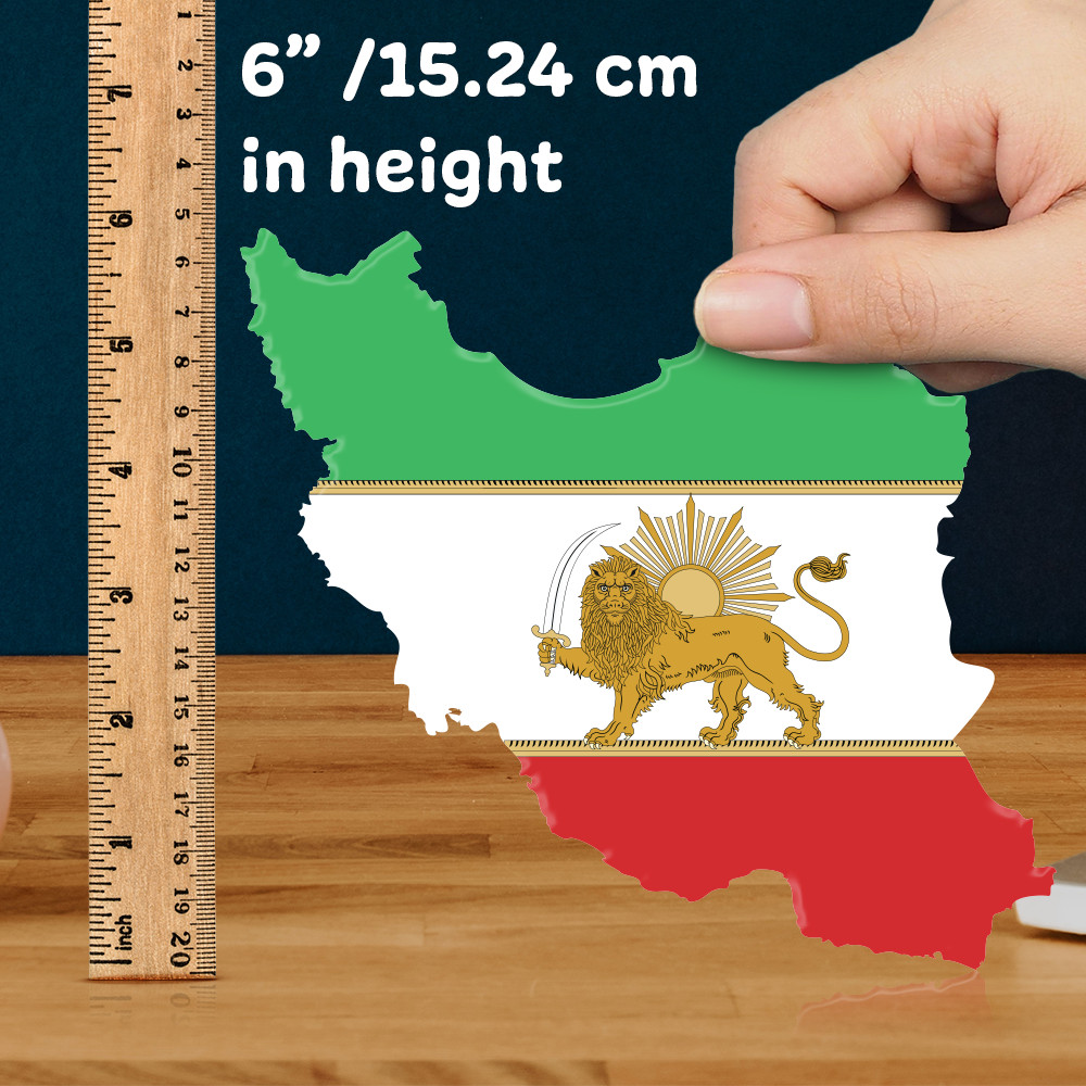 Persian Lion and Sun Iran Map Vinyl Sticker – Iran Flag Decal Waterproof Outdoor