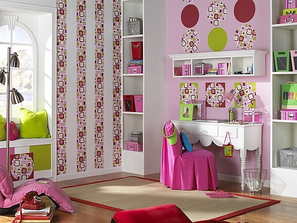 Go Retro Pink Wall Pops! 1 Removeable Blox Stripe
