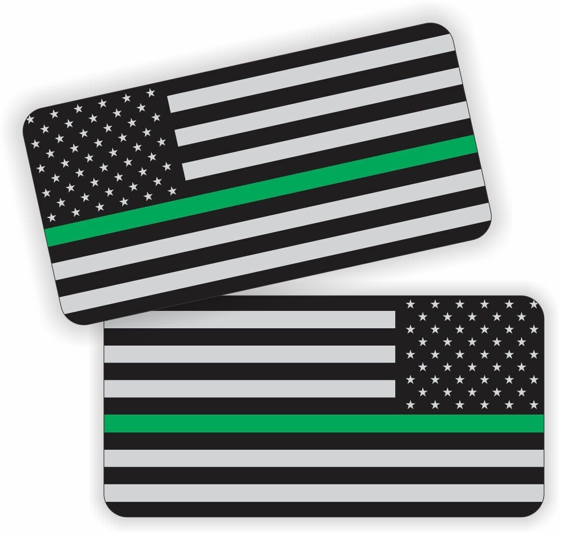 Thin Green Line American Flag Hard Hat Helmet Stickers