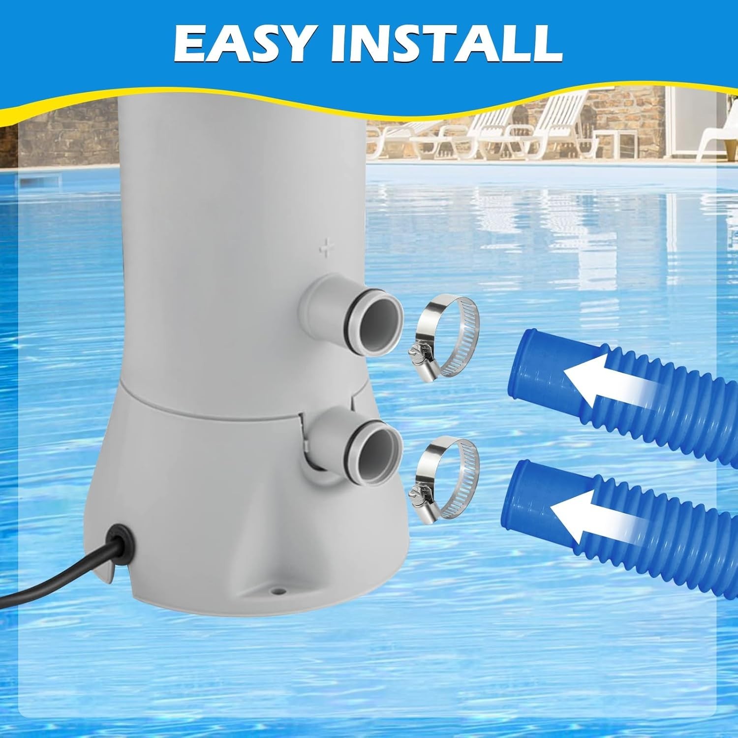 4 Pcs 1.25" Pool Pump Replacement Hoses, 59" Long, Fits Above Ground Filters
