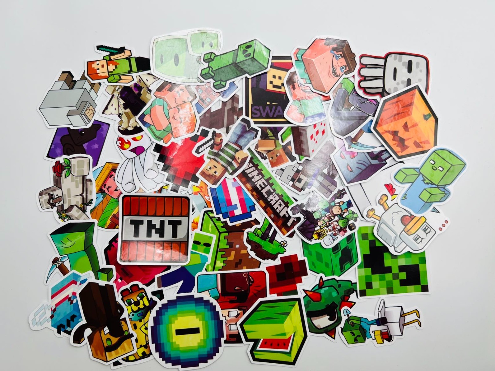 50 Pieces A Minecraft Stickers Decals Set for Kids Adults, Waterproof Pixel Mi