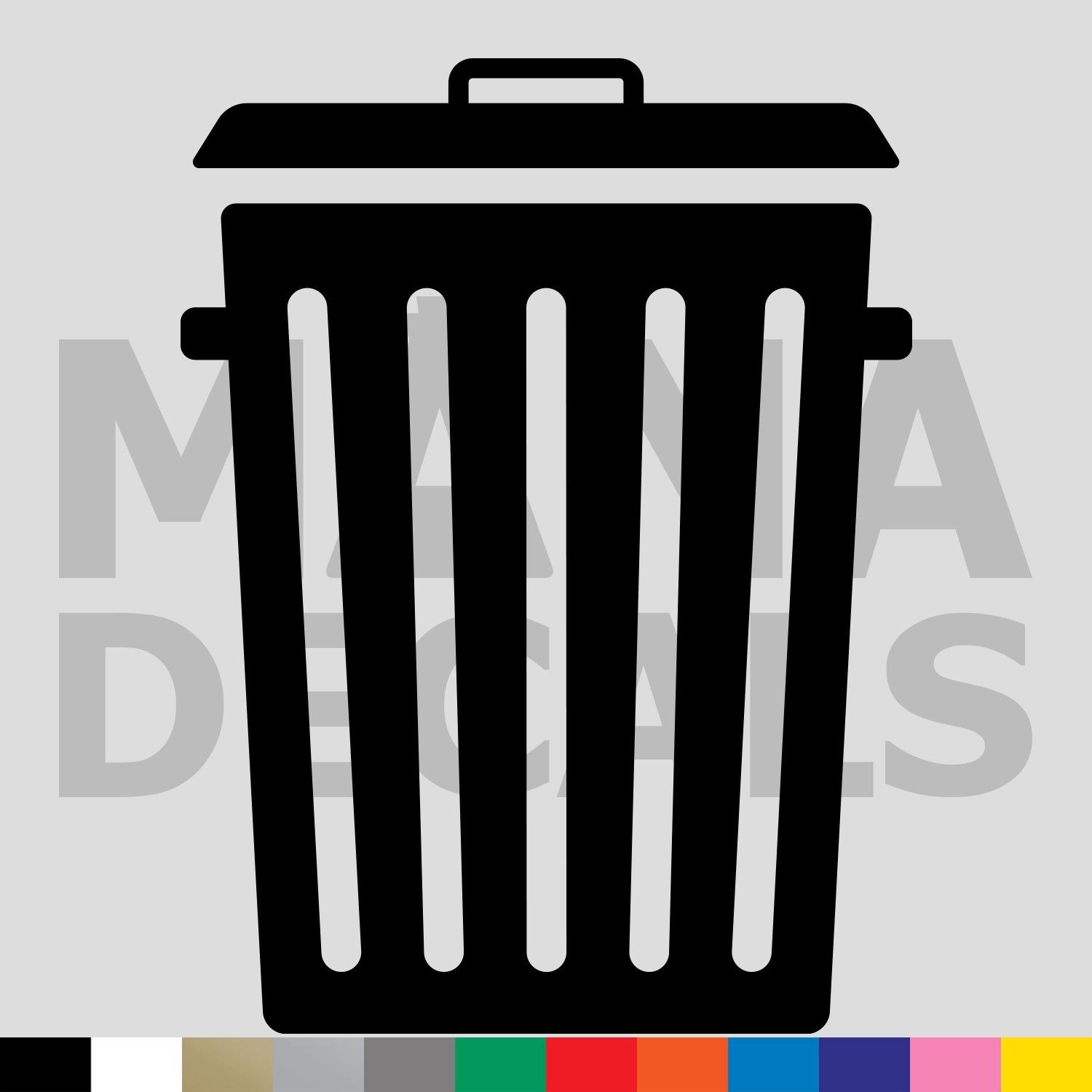 Trash Can Vinyl Die Cut Decal Sticker – Waste Garbage Bin Symbol Icon Sign
